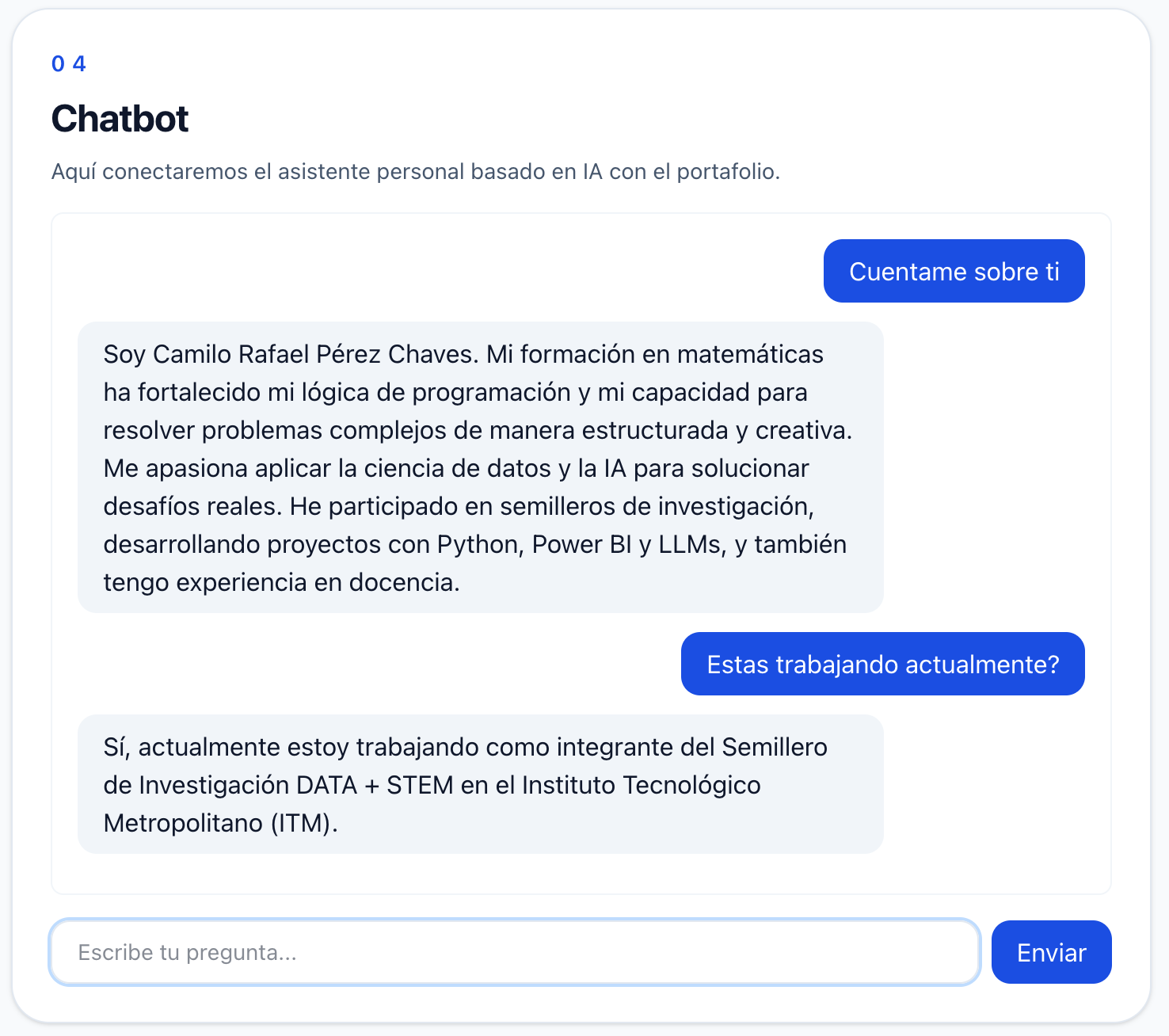 Chatbot inteligente para portafolio personal
